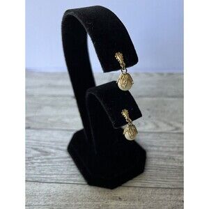 Dainty Faux Pearl Gold Tone Dangle Drop Stud Earrings